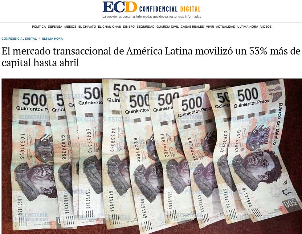 El mercado transaccional de Amrica Latina moviliz un 33% ms de capital hasta abril